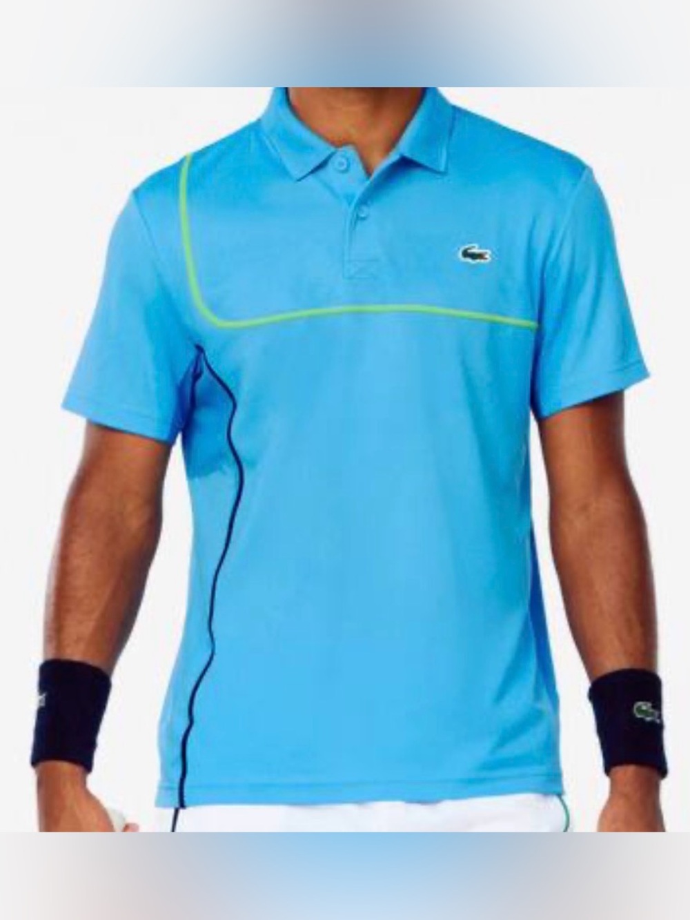 Lacoste Men's Bright Blue Polo with Neon Yellow Piping